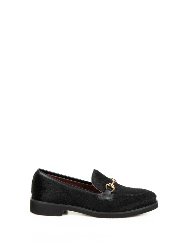 Black Pony Moccasin with Clamp