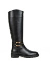 Black Leather Zip-Up Boot