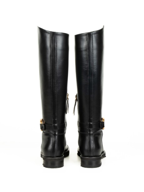 Black Leather Zip-Up Boot