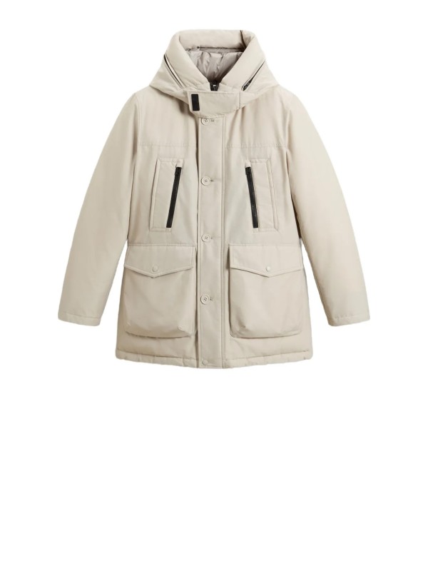 Parka beige con cappuccio