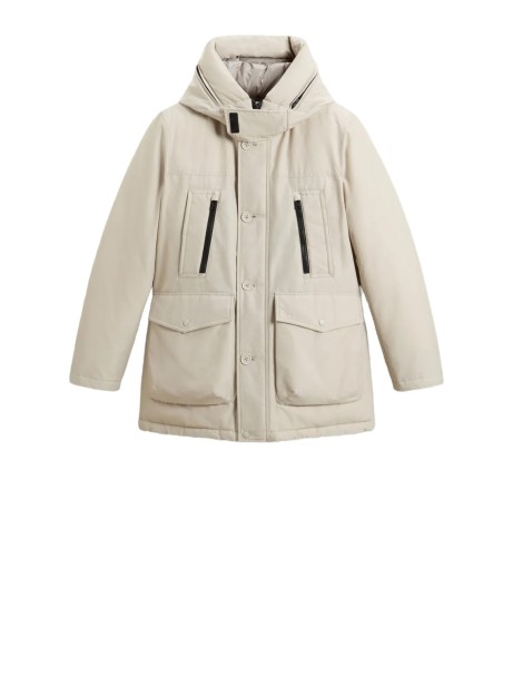 Parka beige con cappuccio