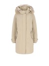 Parka lungo donna beige con cappuccio