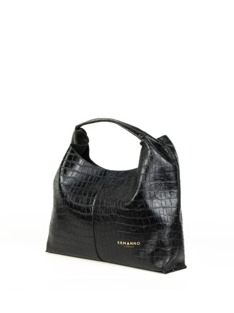 Borsa a spalla Veronica nera in pelle cocco 2