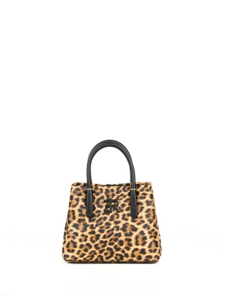 Borsa doppio manico stampa leopardata small