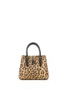 Borsa doppio manico stampa leopardata small