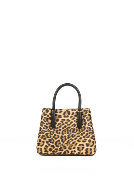 Borsa doppio manico stampa leopardata small