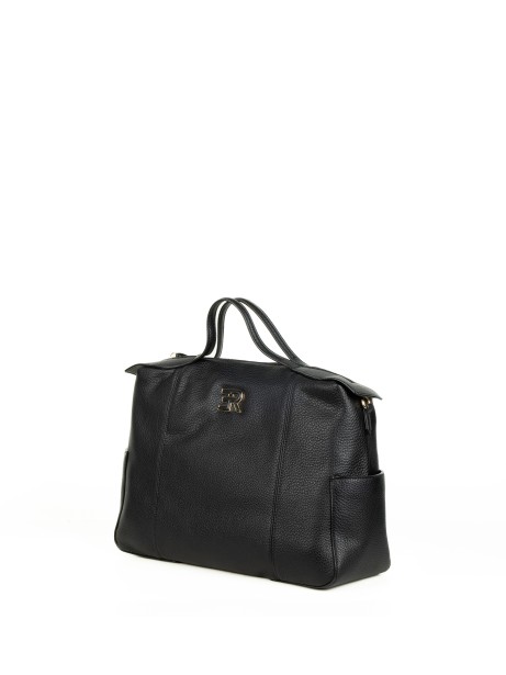 Borsa doppio manico large nera in pelle 2