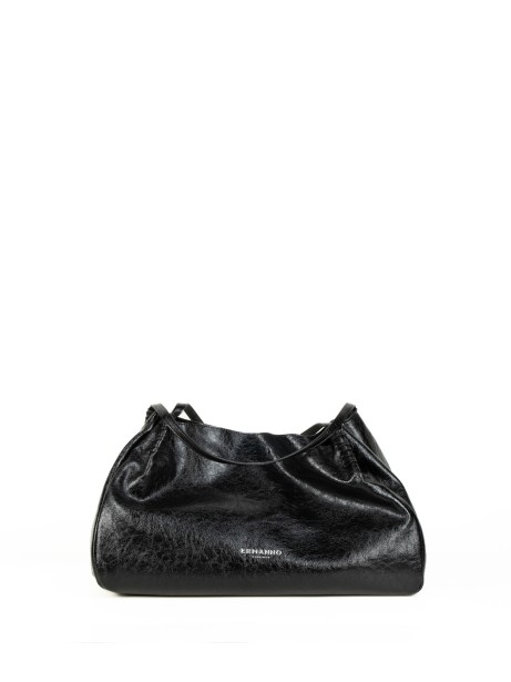 Borsa shopping bag nera in pelle large