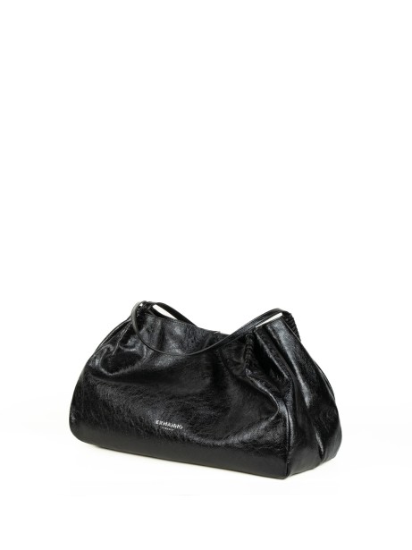 Borsa shopping bag nera in pelle large