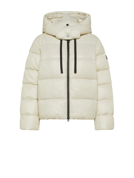 Piumino puffer bianco donna con zip e cappuccio