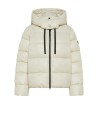Piumino puffer bianco donna con zip e cappuccio
