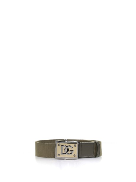 Belt in ribbon with logoed buckle