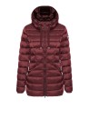 Piumino trapuntato bordeaux donna con zip e cappuccio