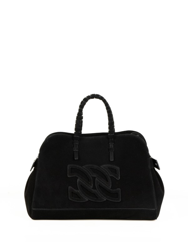 Borsa Park Avenue nera in camoscio