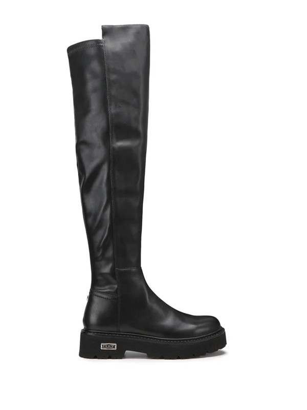 Stivale al ginocchio nero in pelle