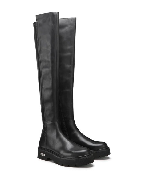 Stivale al ginocchio nero in pelle 2