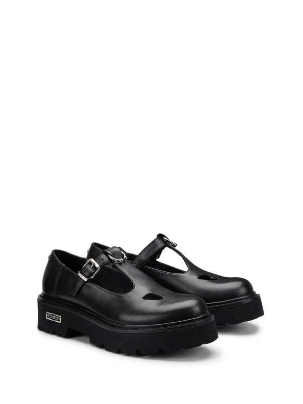 Mocassini modello Mary Jane nero in pelle