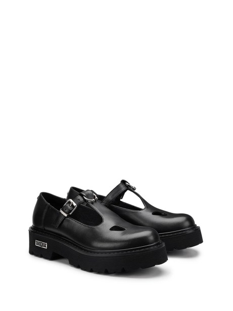 Mocassini modello Mary Jane nero in pelle