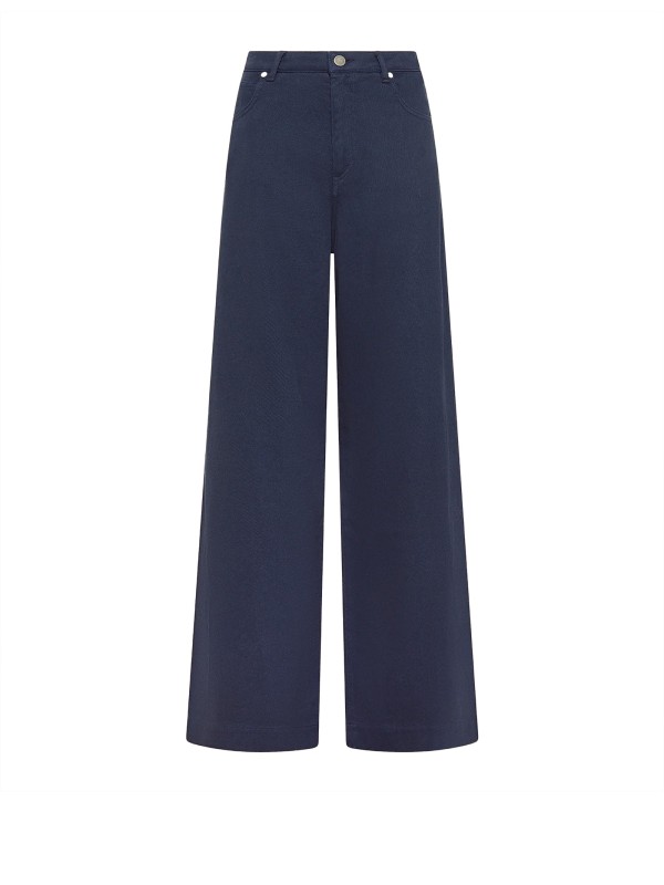 Pantalone blu navy donna a vita alta