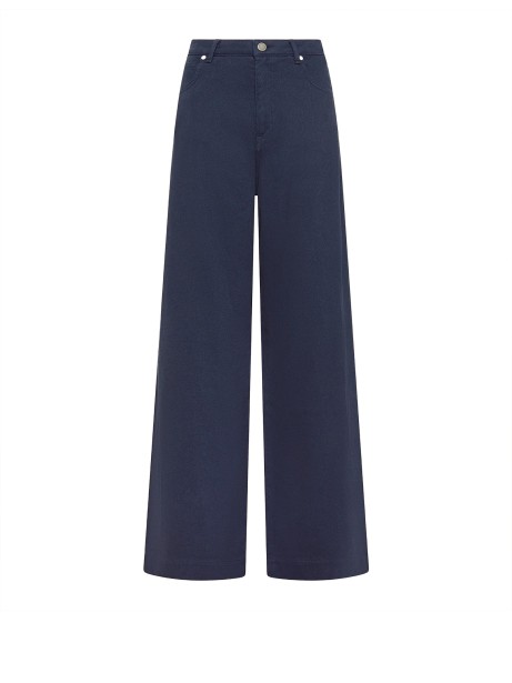 Pantalone blu navy donna a vita alta