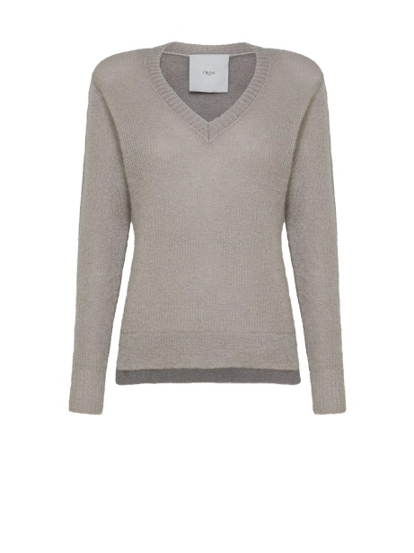 Maglia scollo a V perla donna