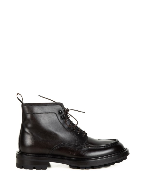 Polacco nero in pelle con lacci