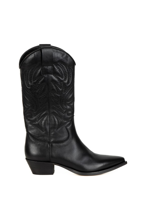 Women's Black Leather Texan Boot