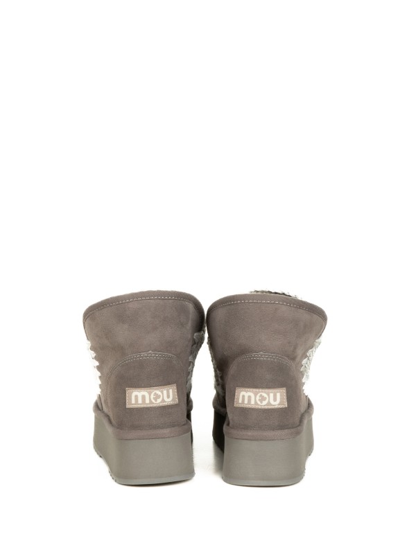 Eskimo platform ankle boot in double-face sheepskin with wool stitching