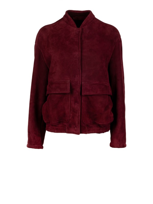 Women's Short Burgundy Jacket with Buttons