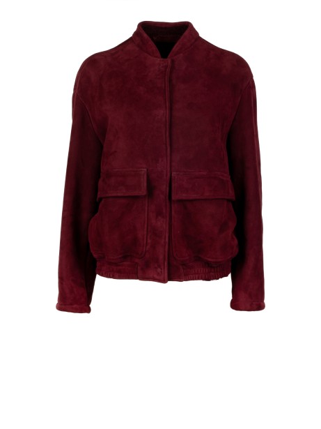 Women's Short Burgundy Jacket with Buttons