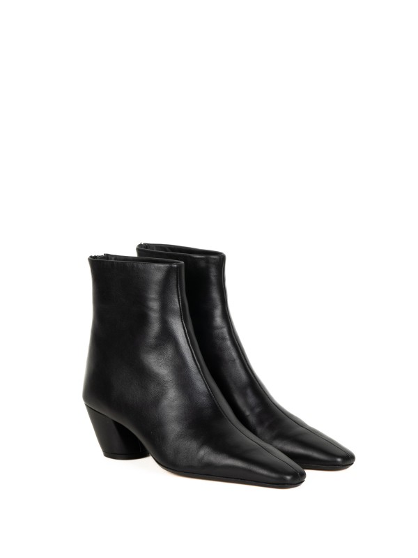 Black Leather Ankle Boot with Heel