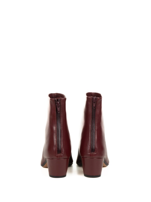 Burgundy Leather Ankle Boot with Heel