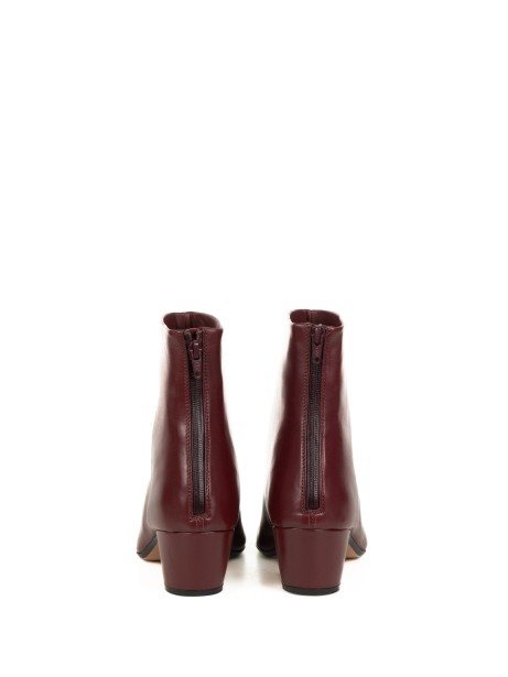 Stivaletto bordeaux in pelle con tacco