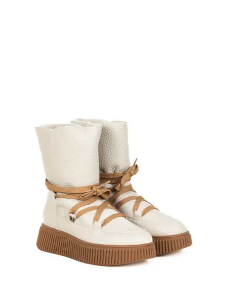 Women's Ivory Leather Biker Jacket 2