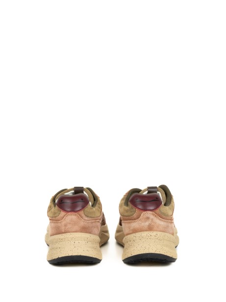 Sneaker marrone verde in nabuk