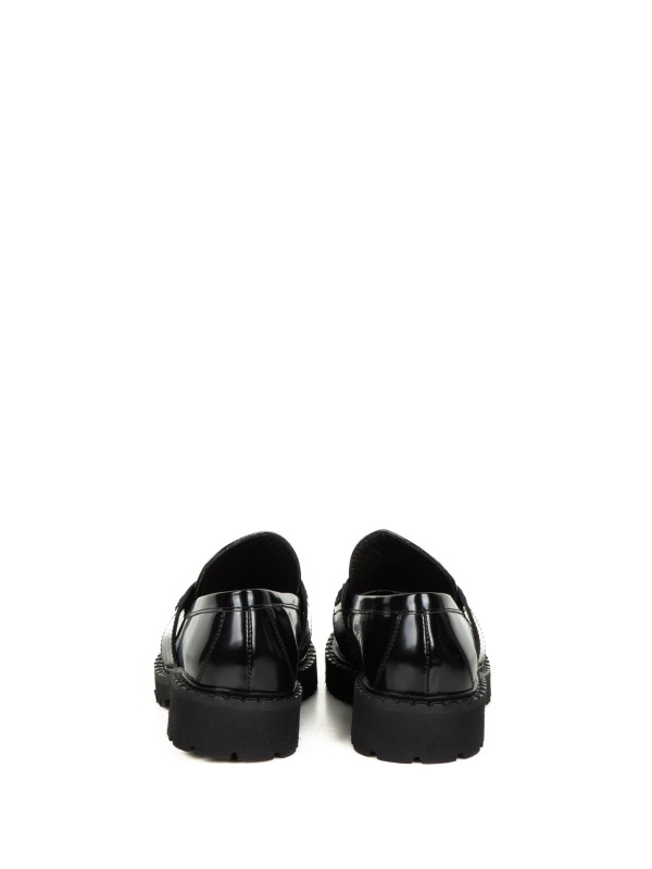 Mocassino nero in pelle spazzolata donna