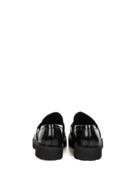 Mocassino nero in pelle spazzolata donna