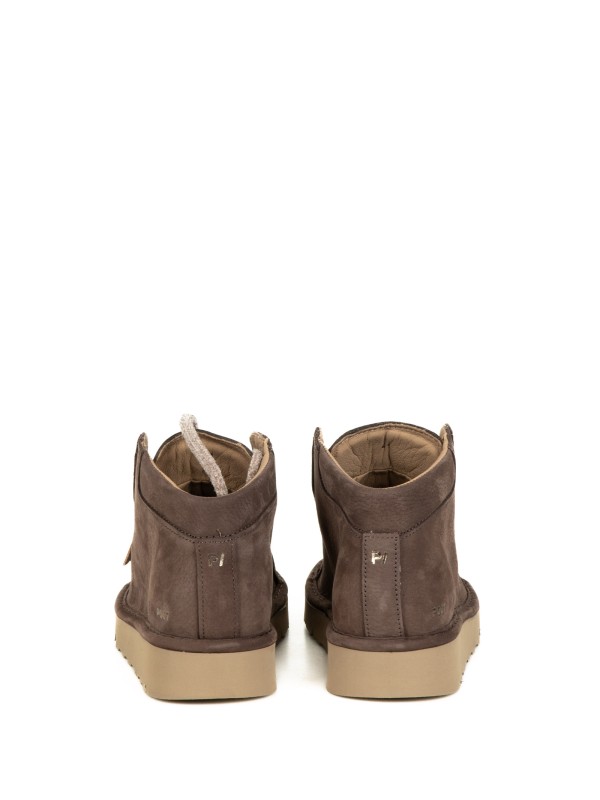 Polacco P007 uomo in camoscio foderato in microfibra caffè