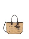 Borsa Hogan Shopping in Rafia Beige e Marrone