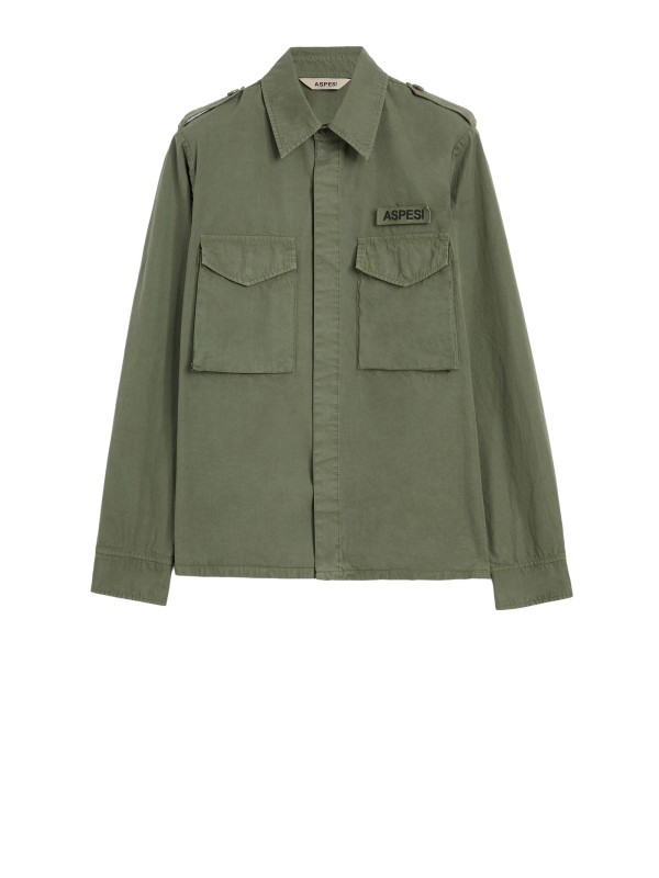 Camicia verde con tasche frontali