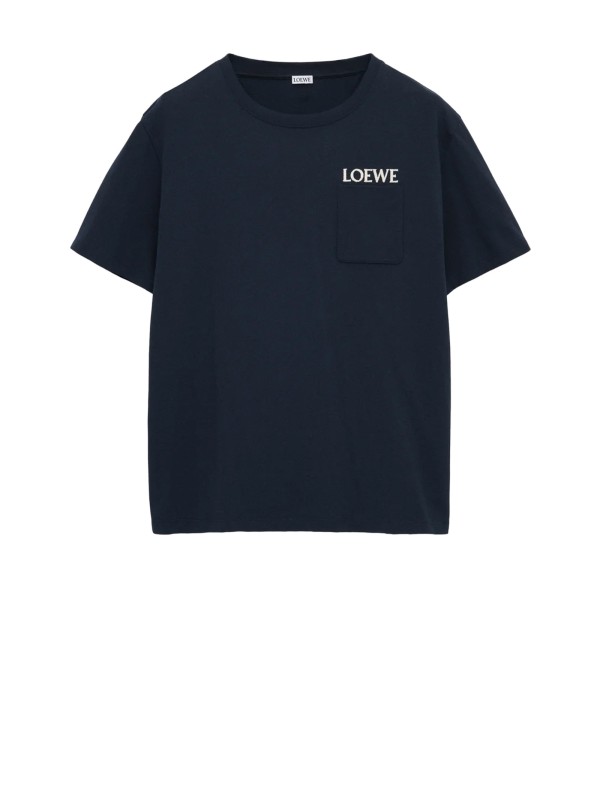 Loewe Relaxed Fit T-Shirt in Dark Navy Blue Cotton
