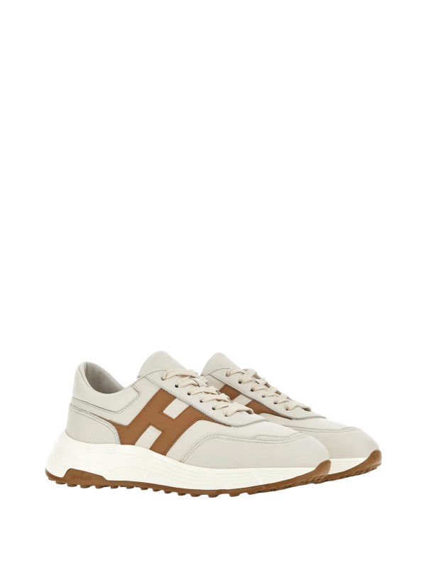 Hogan Hyperlight Sneakers Uomo in Pelle Beige e Grigio