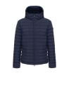 Blue Quilted Down Jacket with Zip and Hood