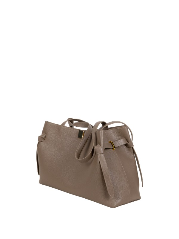 Gyoza Tote Tortora in pelle