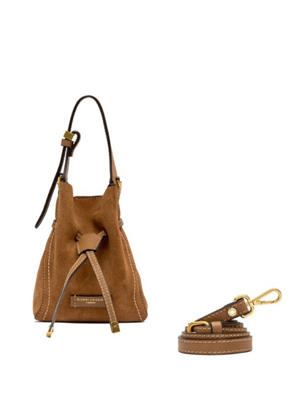 Borsa a tracolla Gianni Chiarini Sienna in pelle scamosciata caramello