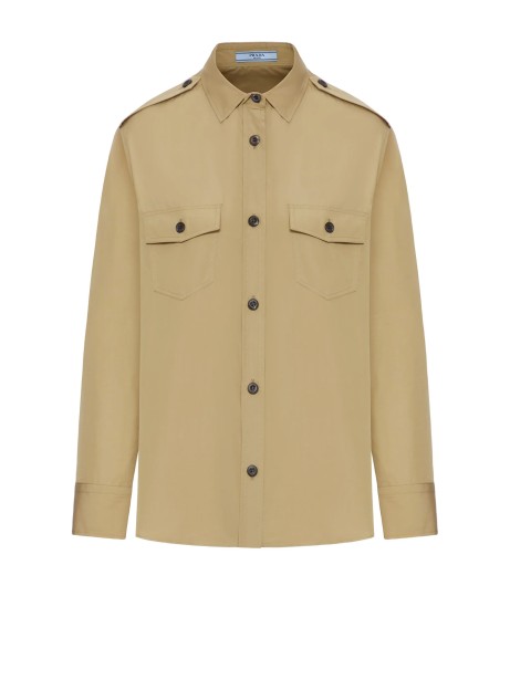 Prada Cotton Poplin Shirt in Neutral Nude