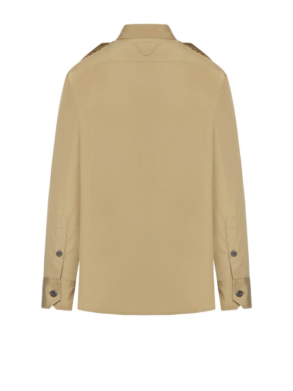 Camicia in Popeline di Cotone Mastice di Prada