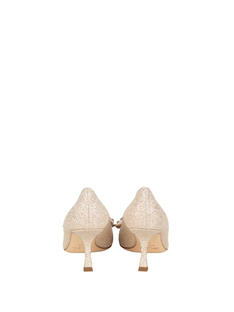 Jimmy Choo Light Soft Gold Crystal Heels