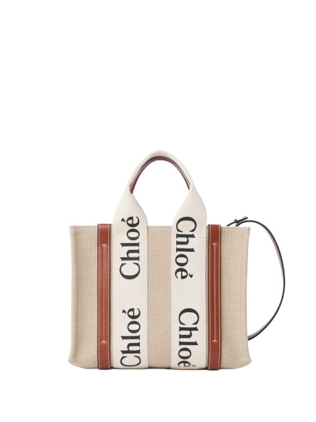 Tote Bag Mini Woody in Lino Marrone di Chloé