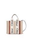 Chloé Mini Woody Tote Bag in Linen Canvas
